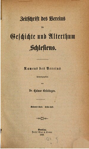 Zeitschrift des Vereins für Geschichte und Altertum Schlesiens