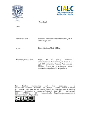 Narrativas centroamericanas María del Pilar López Martínez De la disputa por la verdad al siglo xxi