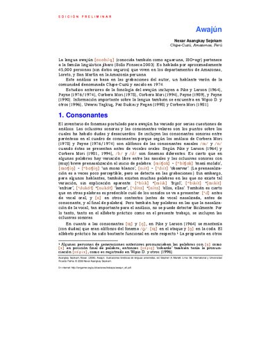 Awajún (Shibaro/ Chicham)