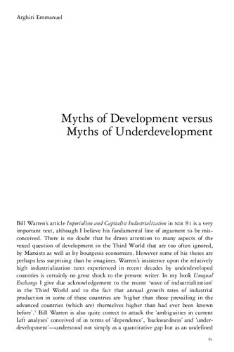 Myths of Development versus Myths of Underdevelopment