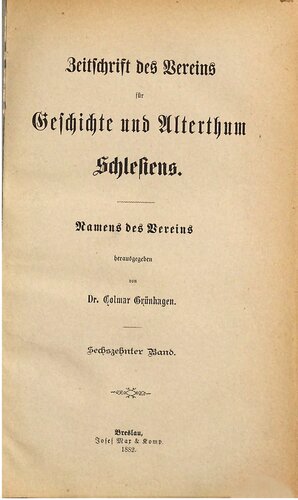 Zeitschrift des Vereins für Geschichte und Altertum Schlesiens