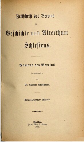 Zeitschrift des Vereins für Geschichte und Altertum Schlesiens