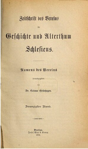 Zeitschrift des Vereins für Geschichte und Altertum Schlesiens