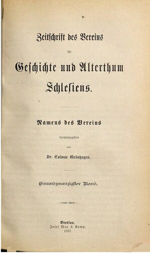 Zeitschrift des Vereins für Geschichte und Altertum Schlesiens