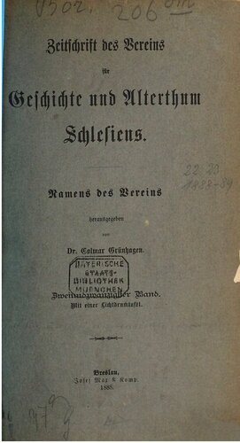 Zeitschrift des Vereins für Geschichte und Altertum Schlesiens