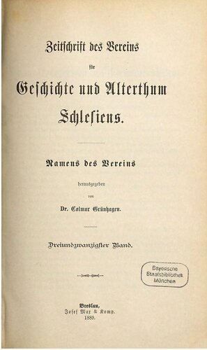 Zeitschrift des Vereins für Geschichte und Altertum Schlesiens