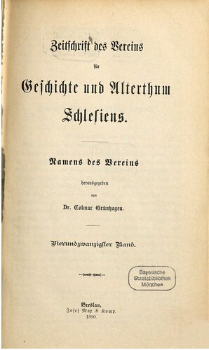 Zeitschrift des Vereins für Geschichte und Altertum Schlesiens