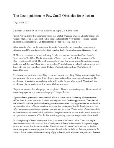 The Neoinquisition: A Few Small Obstacles for Atheism