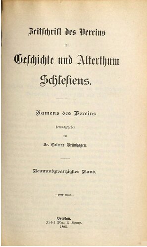 Zeitschrift des Vereins für Geschichte und Altertum Schlesiens