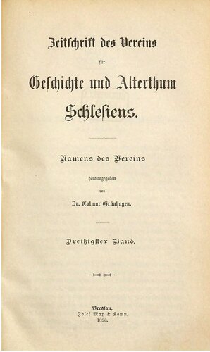 Zeitschrift des Vereins für Geschichte und Altertum Schlesiens