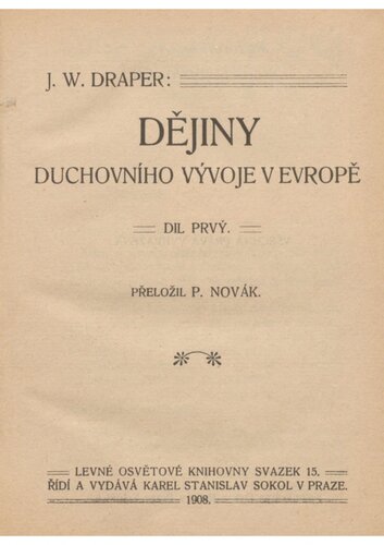 Dějiny duchovního vývoje v Evropě: I