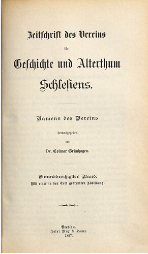 Zeitschrift des Vereins für Geschichte und Altertum Schlesiens