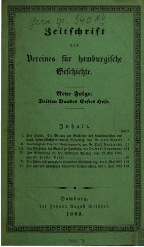 Zeitschrift des Vereins für Hamburgische Geschichte