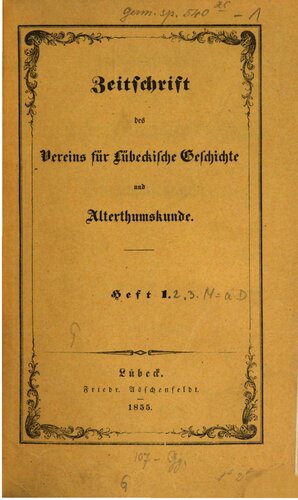 Zeitschrift des Vereins für Lübeckische Geschichte und Altertumskunde