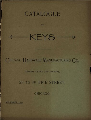 Catalogue of Keys - November 1891