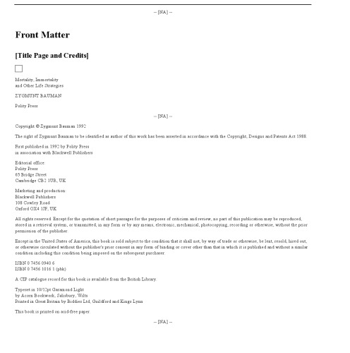 Mortality, Immortality and Other Life Strategies