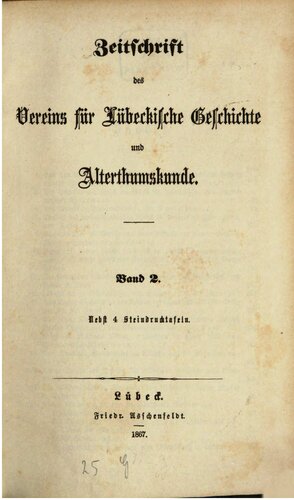 Zeitschrift des Vereins für Lübeckische Geschichte und Altertumskunde
