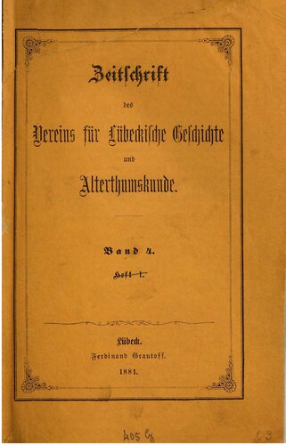 Zeitschrift des Vereins für Lübeckische Geschichte und Altertumskunde