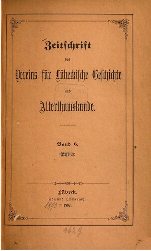 Zeitschrift des Vereins für Lübeckische Geschichte und Altertumskunde