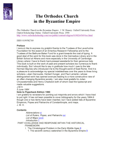 The Orthodox Church in the Byzantine Empire (Oxford History of the Christian Church)