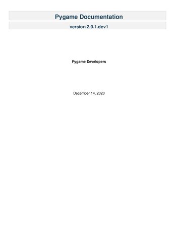 Pygame Documentation