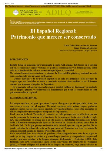 El Español regional: Patrimonio que merece ser conservado