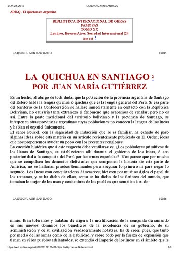 La quichua en Santiago [Argentina, circa 1860]