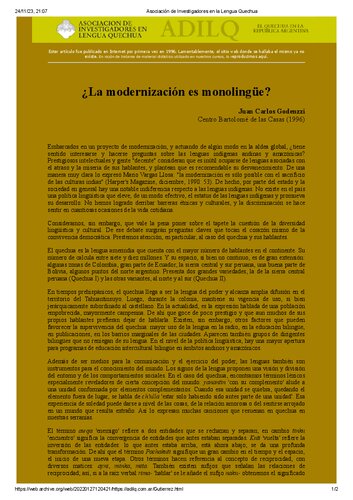 ¿La modernización es monolingüe? [1996]