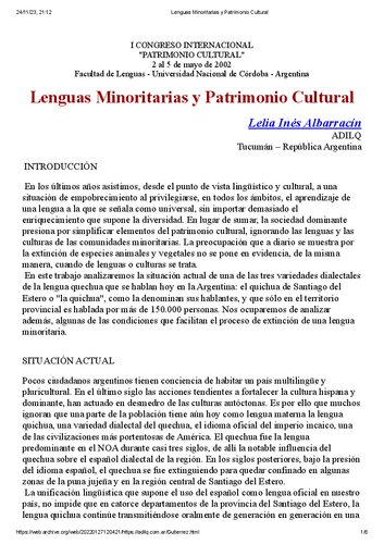 Lenguas minoritarias y patrimonio cultural