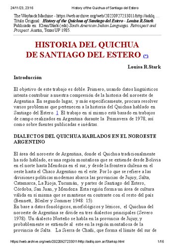 Historia del quichua de Santiago del Estero [1985]