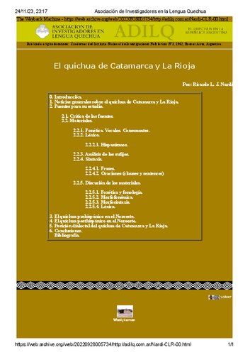 El quichua de Catamarca y La Rioja [familia quechua, 1962]