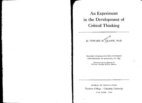 An experiment in the development of critical thinking