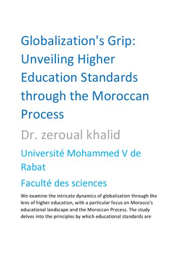 Globalization's Grip Unveiling Higher Education Standards through the Moroccan Process