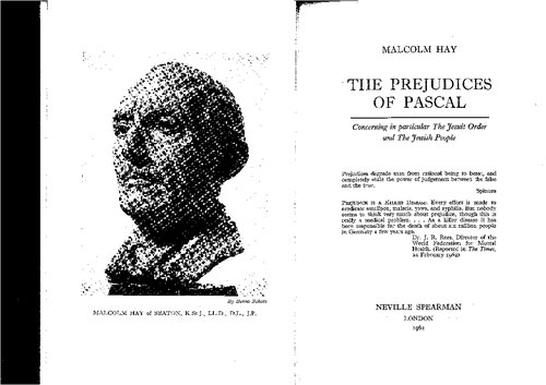 The Prejudices of Pascal : Concerning in Particular the Jesuit Order and the Jewish People