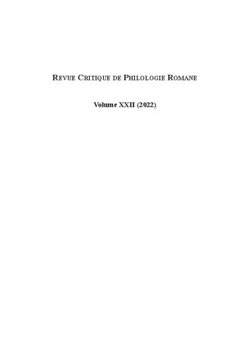 Revue critique de philologie romane - Volume 22