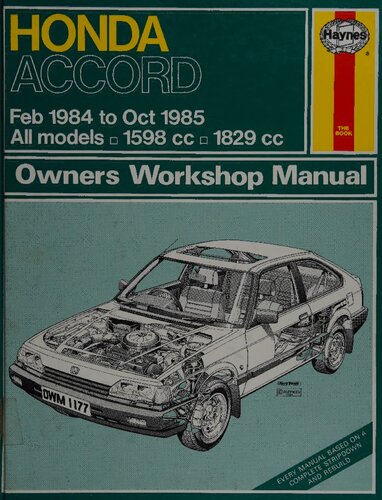 Haynes Honda Accord 1984 to 1985 Owners Workshop Manual