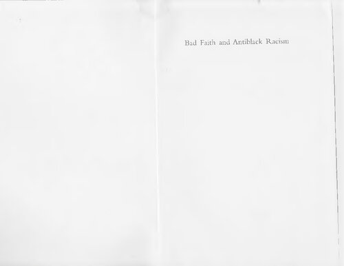 Bad Faith and Antiblack Racism