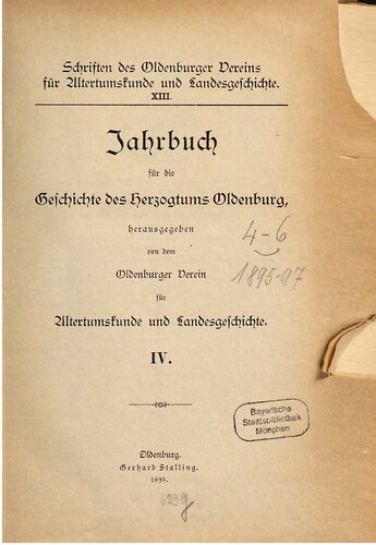 Jahrbuch für die Geschichte des Herzogtums Oldenburg