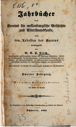 Jahrbücher des Vereins für mecklenburgische Geschichte und Altertumskunde