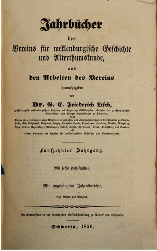 Jahrbücher des Vereins für mecklenburgische Geschichte und Altertumskunde