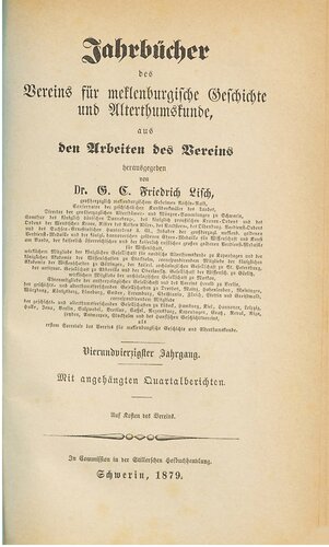 Jahrbücher des Vereins für mecklenburgische Geschichte und Altertumskunde