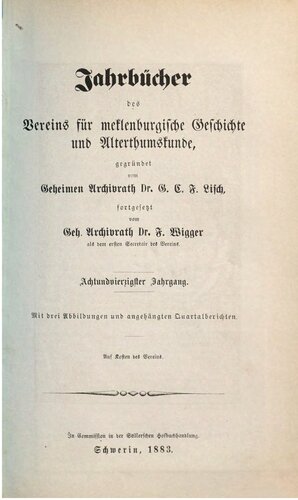 Jahrbücher des Vereins für mecklenburgische Geschichte und Altertumskunde