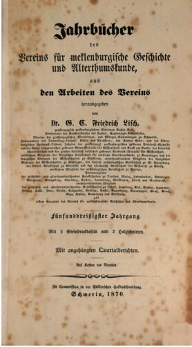 Jahrbücher des Vereins für mecklenburgische Geschichte und Altertumskunde