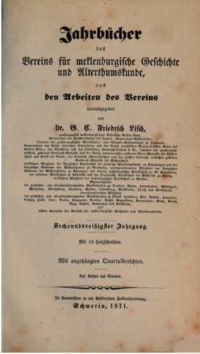 Jahrbücher des Vereins für mecklenburgische Geschichte und Altertumskunde