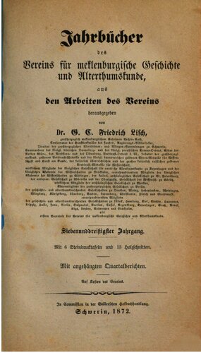 Jahrbücher des Vereins für mecklenburgische Geschichte und Altertumskunde