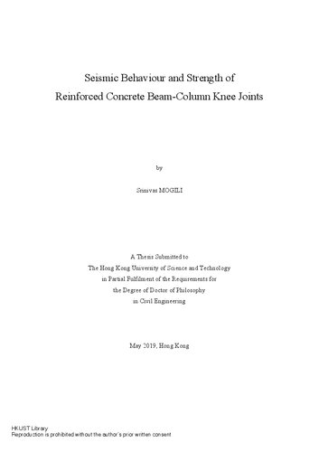 Seismic behaviour and strength of reinforced concrete beam-column knee joints