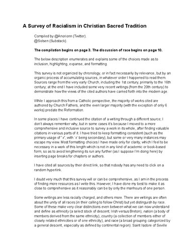 A Survey of Racialism in Christian Sacred Tradition