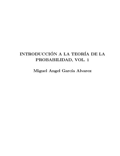 Introducción a la Teoría de la Probabilidad, Vol. 1