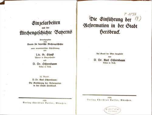 Die Einführung der Reformation in der Stadt Hersbruck, auf Grund der Akten dargestellt