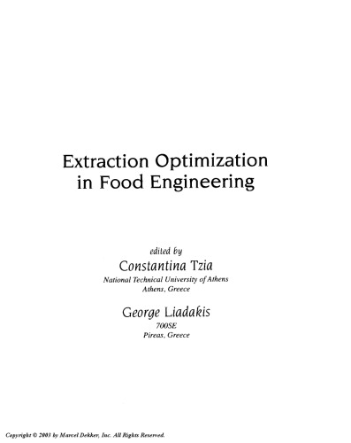 Extraction Optimization in Food Engineering (Food Science and Technology)